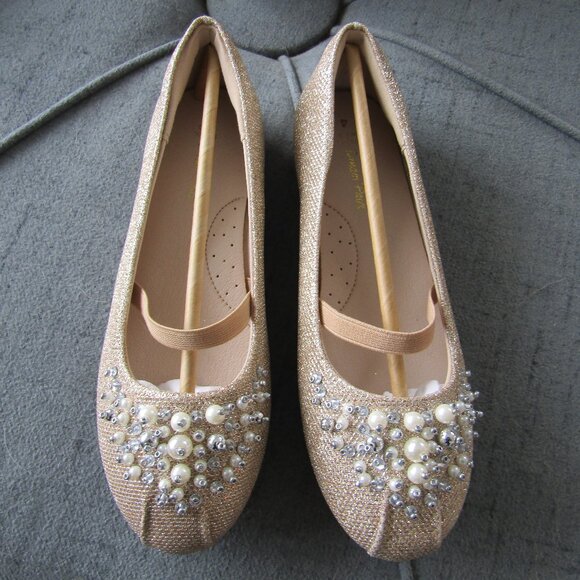 Cute Sparkly Crystal Pearl Ballet Flats - Picture 1 of 5
